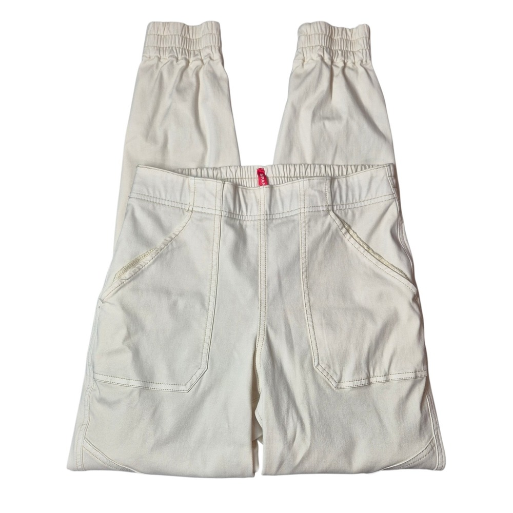 Spanx Women's M Cream Moto‎ Jogger Pants Zip Cuff High Rise Stretch Pants